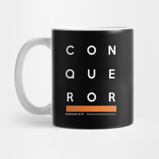 Bible Verse CONQUEROR Romans 8:37 Mug